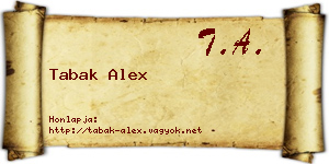 Tabak Alex névjegykártya